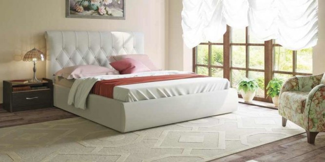Кровать мягкая Тиффани с подъемным механизмом (Белый)