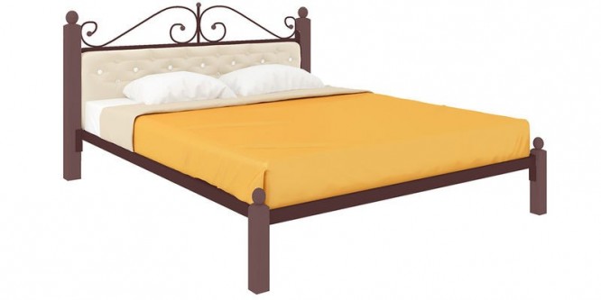 Металлическая кровать Монте Lux без подъемного механизма (коричневый)