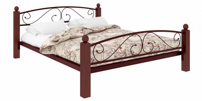 Металлическая кровать Сантьяго Luxplus без подъемного механизма (коричневый)
