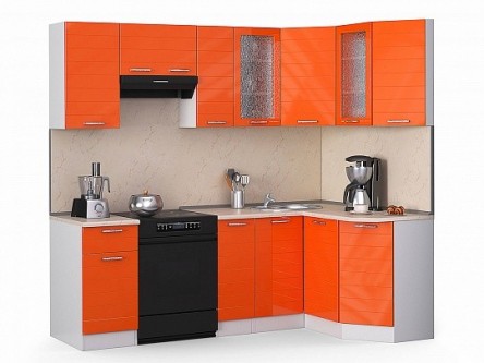 Кухонный гарнитур Лайн 2300 Оранжевый глянец
