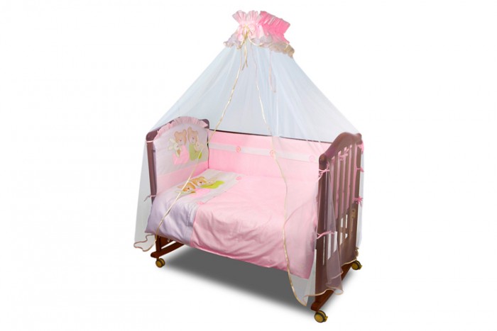 Комплект в кроватку Сонный гномик Пуговки 3 предмета Розовый 