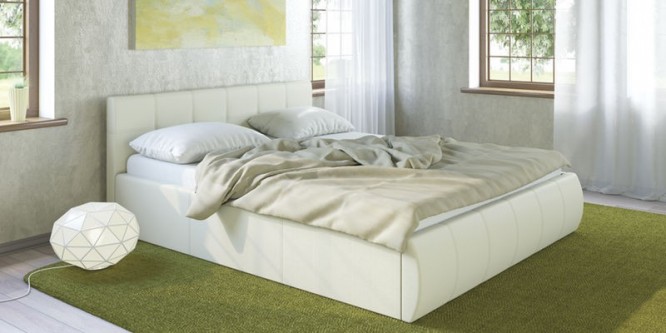 Кровать мягкая Афина с подъемным механизмом (Белый)