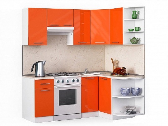 Кухонный гарнитур Хай-тек 2000х1300 Оранжевый глянец 