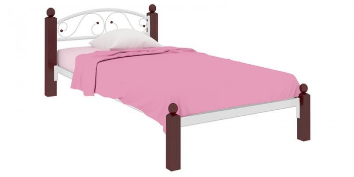 Металлическая кровать Сантьяго Мини Lux без подъемного механизма (белый) 
