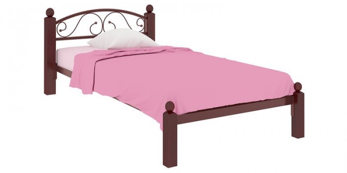 Металлическая кровать Сантьяго Мини Lux без подъемного механизма (коричневый) 