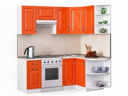 Кухонный гарнитур Декор 2000х1300 Оранжевый глянец 