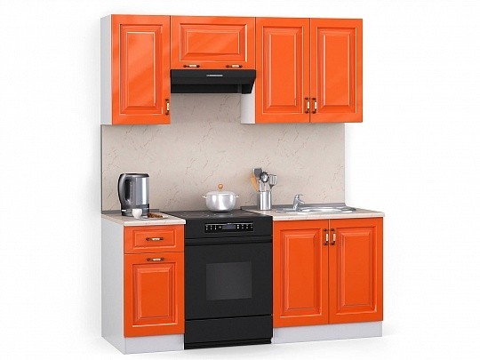 Кухонный гарнитур Декор 1600 Оранжевый глянец 