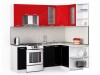 Кухонный гарнитур Лайн 2200х1300 черный/ красный - 