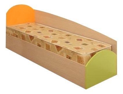Кровать Тони-1 4200227 дуб линдберг/зеленое яблоко/оранжевый [2656421] 