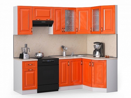 Кухонный гарнитур Декор 2300 Оранжевый глянец 