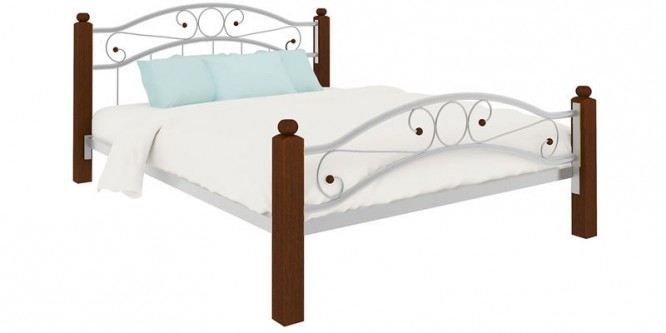 Металлическая кровать Лозанна Lux Plus без подъемного механизма (белый)