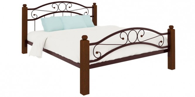 Металлическая кровать Лозанна Lux Plus без подъемного механизма (коричневый)