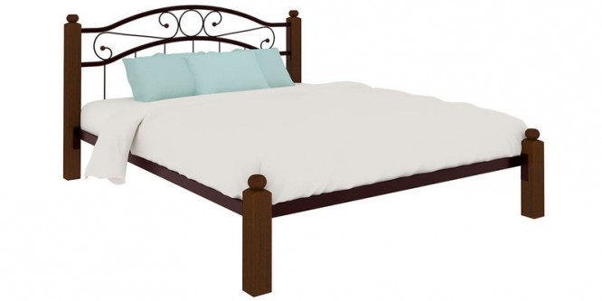 Металлическая кровать Лозанна Lux без подъемного механизма (коричневый)